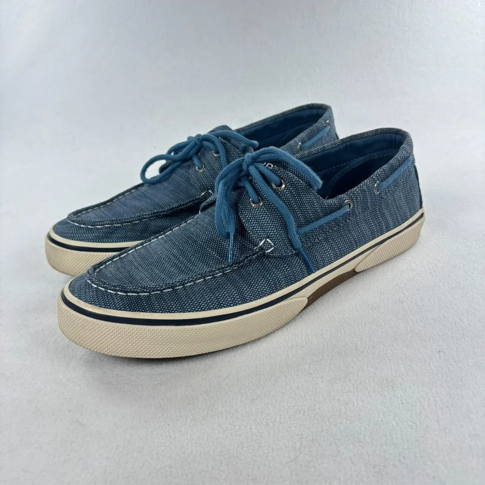 Sperry Top-Sider‎ Boat Shoes SZ 12 Coastal Nautical Canvas Baja Blue Preppy HTF